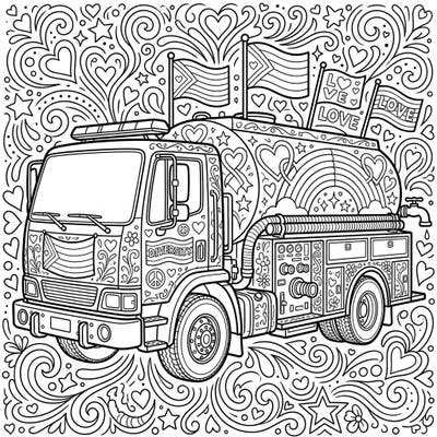 Dive into a world of vibrant expression with this unique Pride Water Tender coloring page, celebrating love and diversity. Adorned with rainbows, hearts, and empowering messages, it's an uplifting artistic journey for all ages.