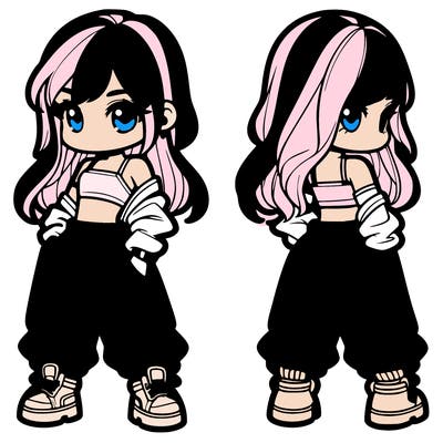 girl in crop top and baggy pants