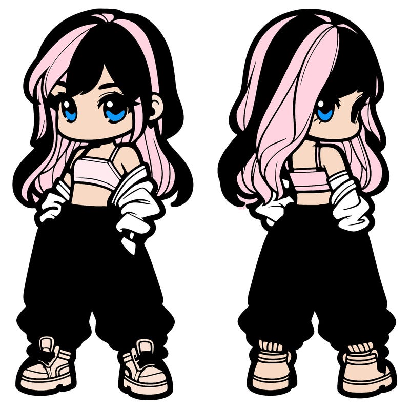 girl in crop top and baggy pants