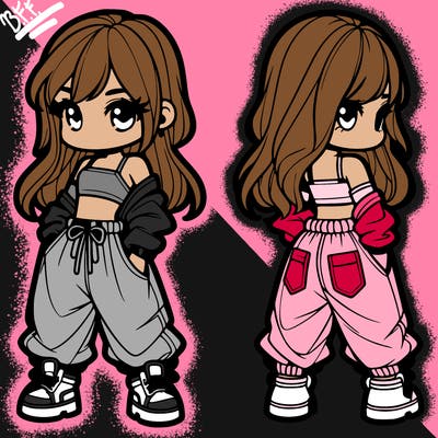 girl in crop top and baggy pants