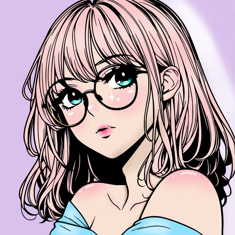 manga woman character with glasses and nice lips