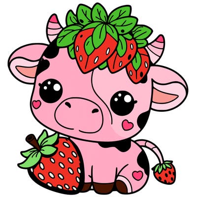 cute strawberry cow