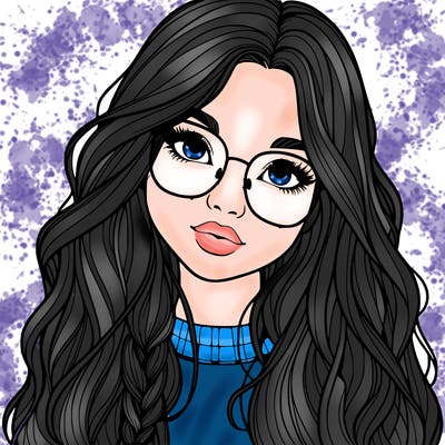 girl with long hair and freckles and glasses realistic