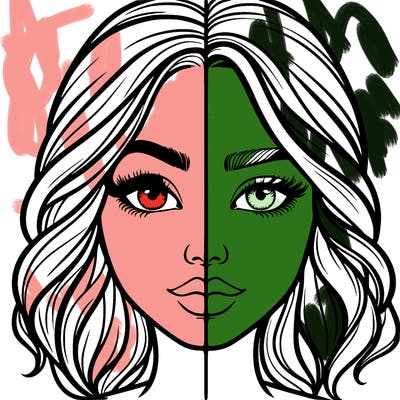 realistic girl split half