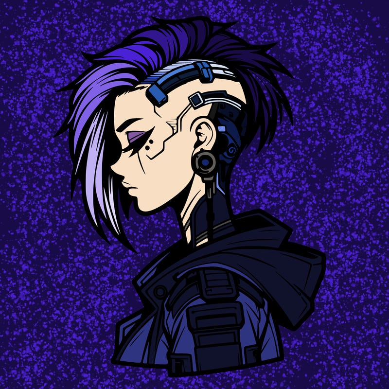 cyber-punk girl with sidecut hair