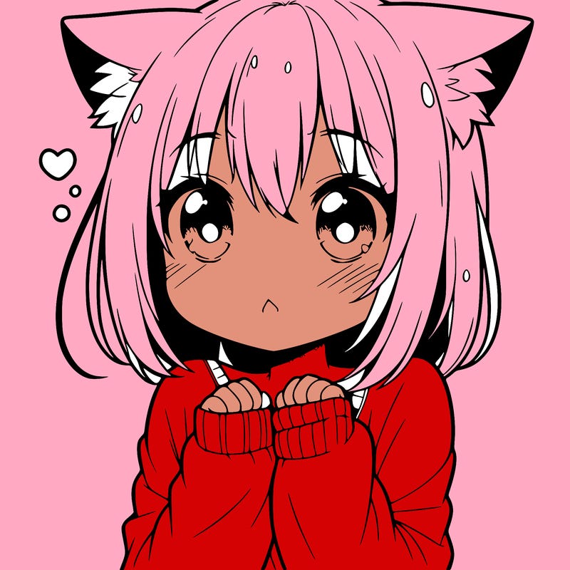 shy anime catgirl