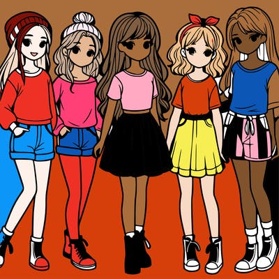 a group of five girls