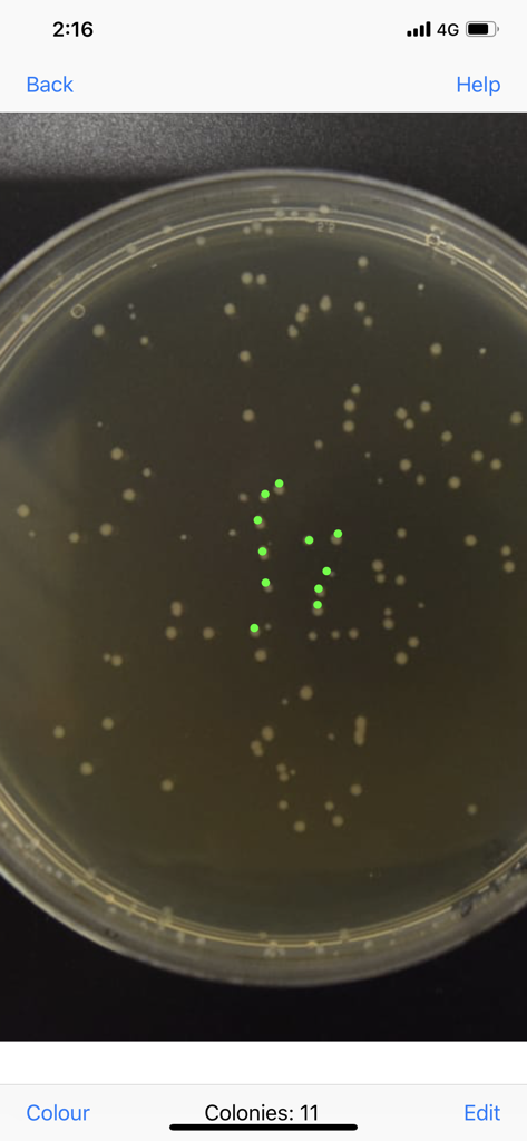 APD Colony Counter App Lite - Manuelles Zählen von Bakterienkolonien auf einer Agarplatte in der APD Colony Counter App