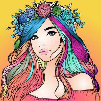 realistic girl with flower crown