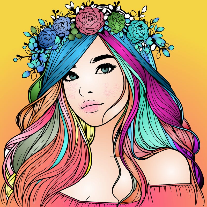 realistic girl with flower crown