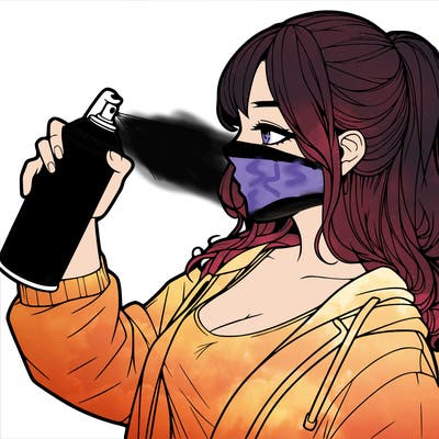 a realistic girl spray, painting