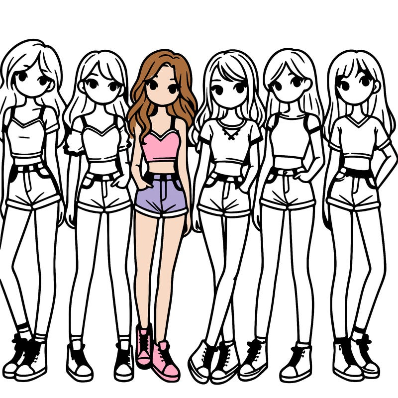 a group of girls wearing crop tops and shorts