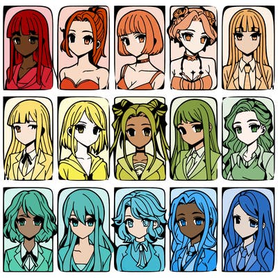 girls that look diffrent anime