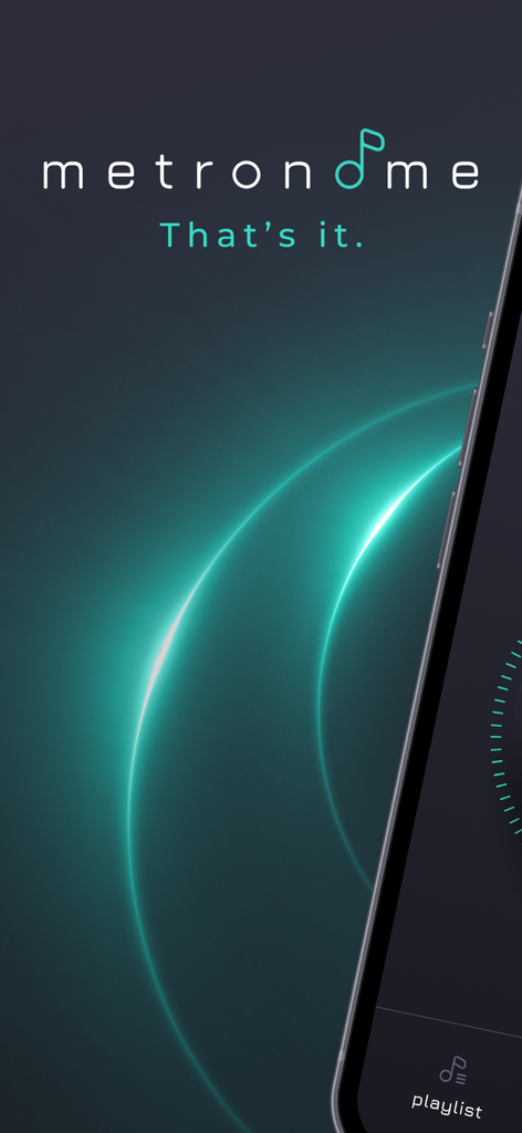 Metronome – Beats & Tempo - Metronome app splash screen with a minimalist dark theme and glowing teal accents