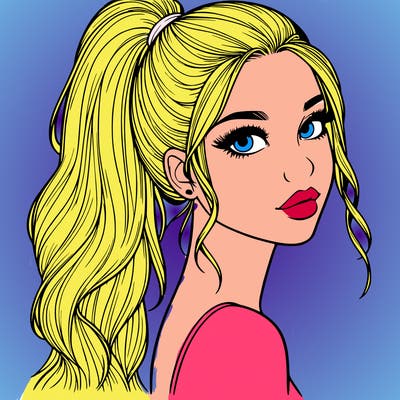 realistic pretty girl with high pony tail