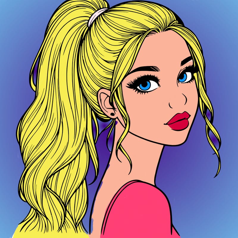 realistic pretty girl with high pony tail