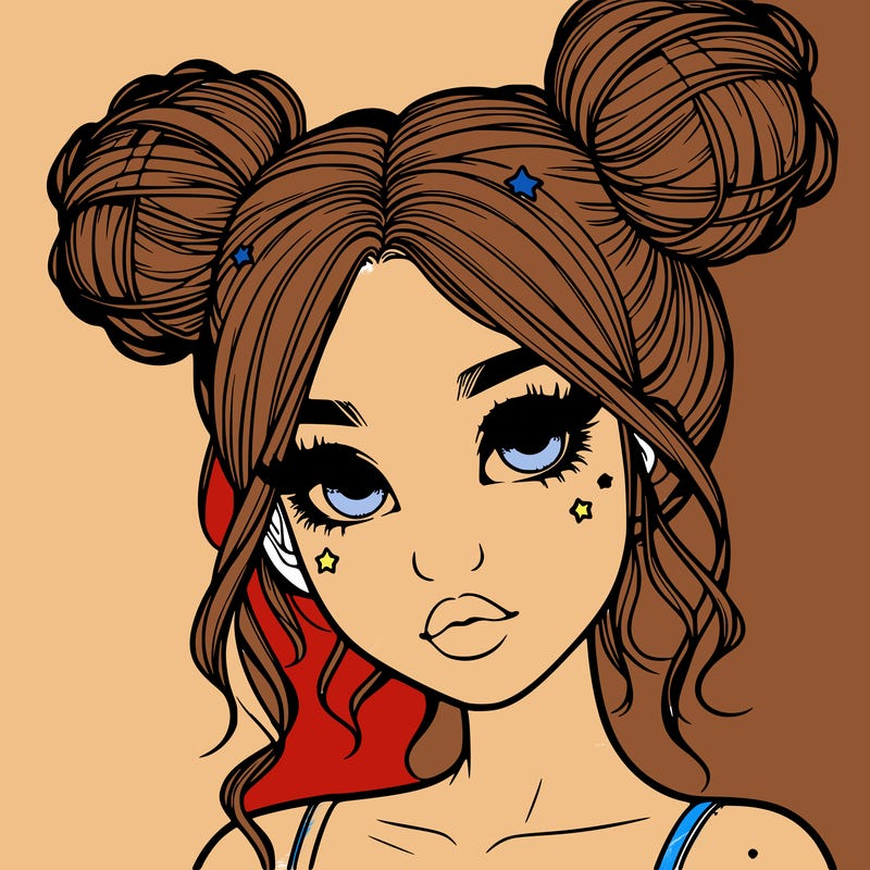 realistic girl with space buns