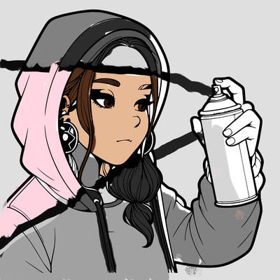 a realistic girl, spray painting