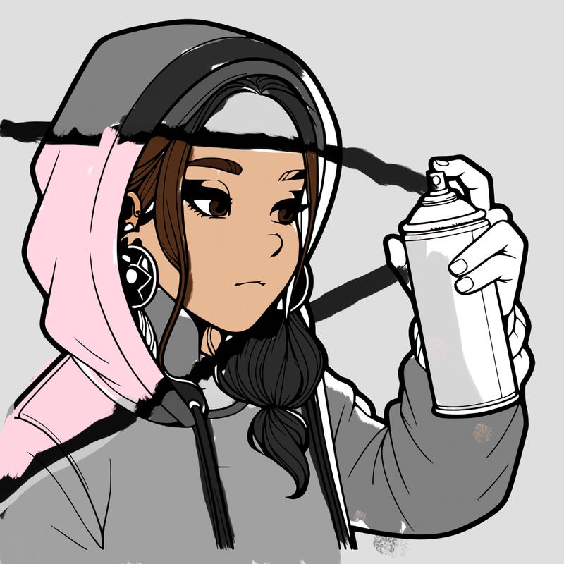 a realistic girl, spray painting