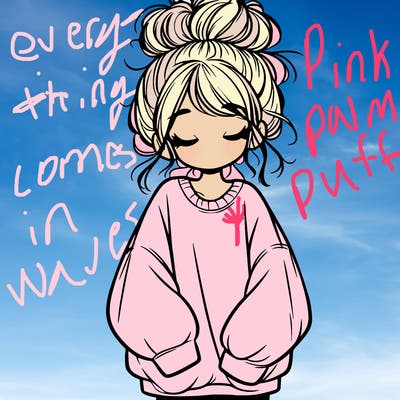 girl with baggy sweatshirt and messy bun