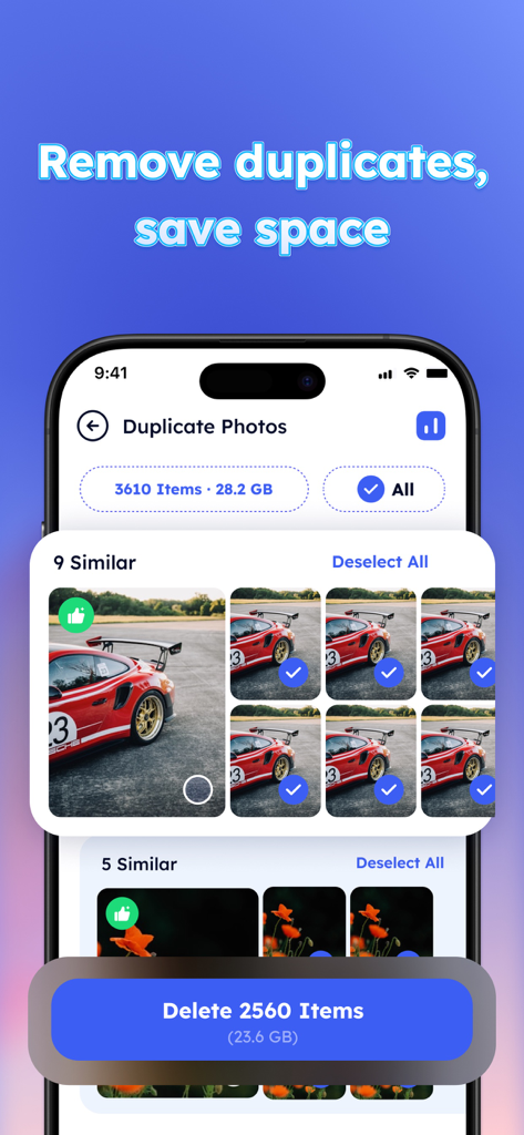 Phoenix Cleaner: AI Cleaner - Phoenix Cleaner app interface for removing duplicate photos and saving space