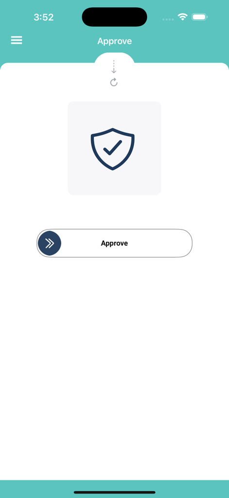 Uniconta Authenticator - Uniconta Authenticator approval interface featuring a shield icon and an approve slider button.