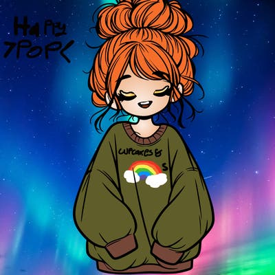 girl with baggy sweatshirt and messy bun