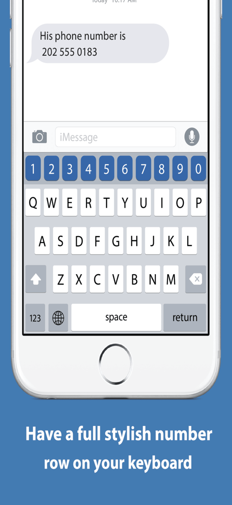 Number Row Keyboard - Teclado personalizado de iPhone que muestra una fila superior permanente para números