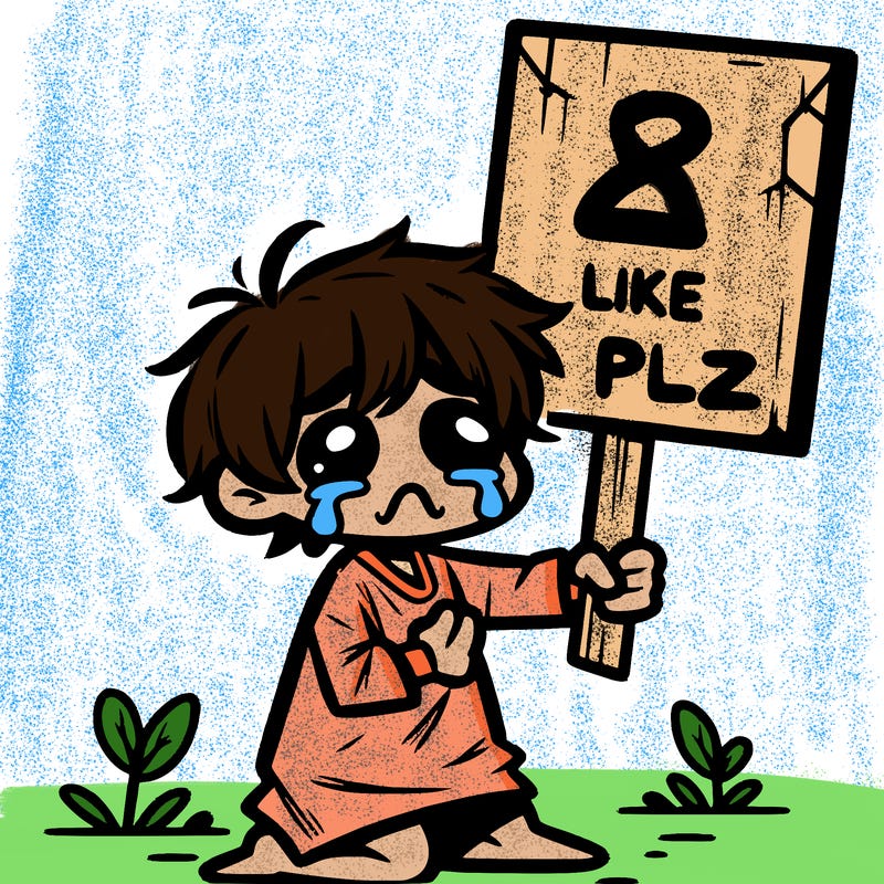 small poor toddler crying with sign that says 2 like plz