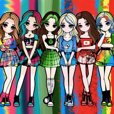 a group of girls realistic