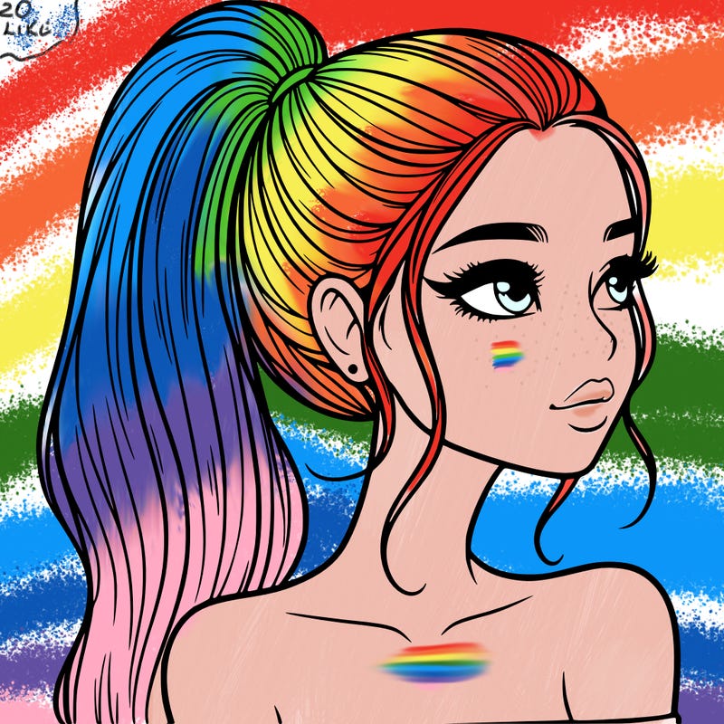 a beautiful and realistic girl with a high pony tail