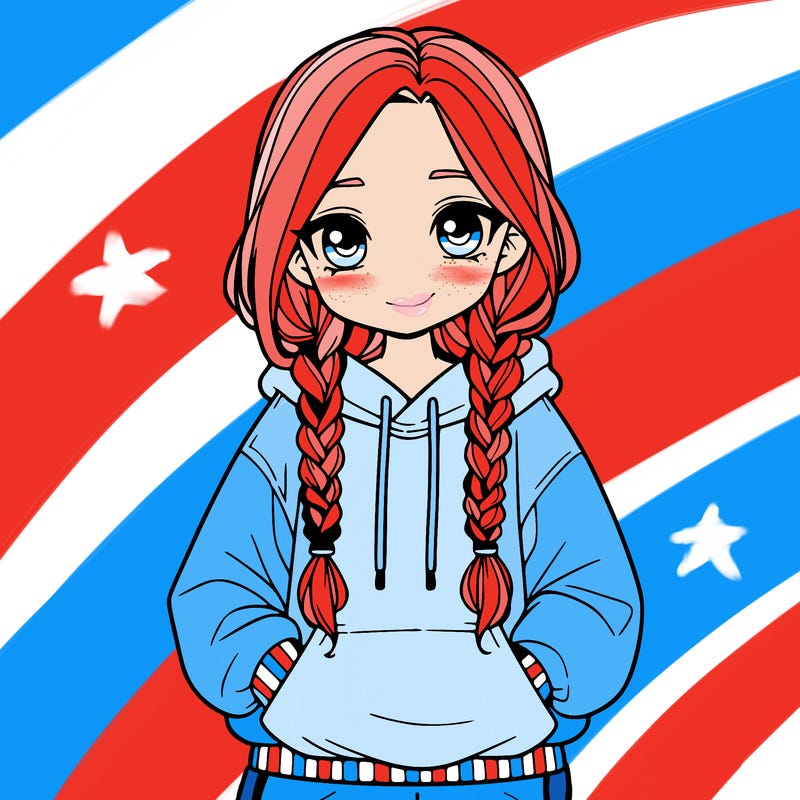 a realistic girl with a oversized hoodie and she has braids