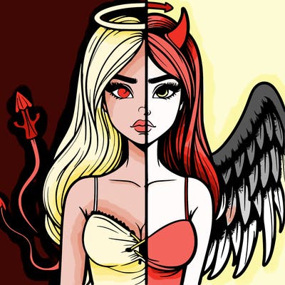 devil vs angel realistic girl