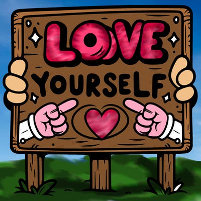 a sign where it is written: love yourself