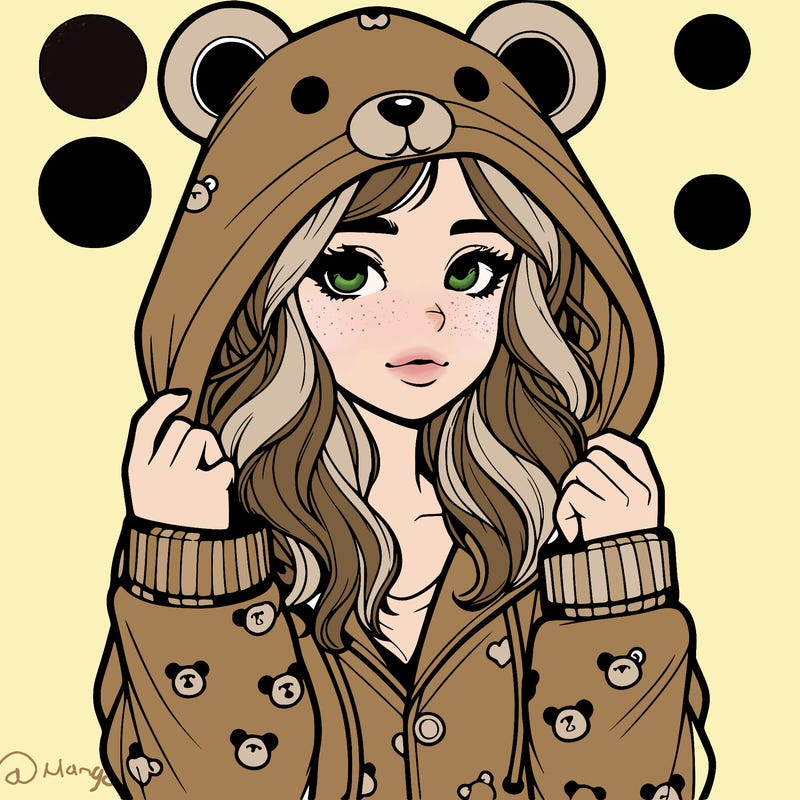 realistic girl in a animal pjs hoodie