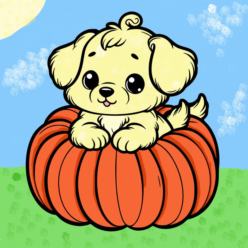 cute little puppy in a pumpkin