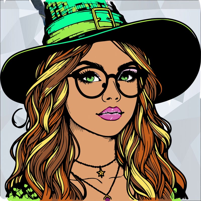 a witch with glasses realistic