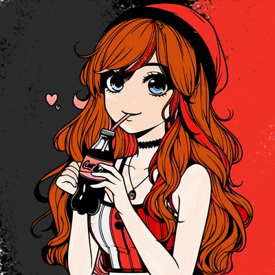 realistic girl drinking coke