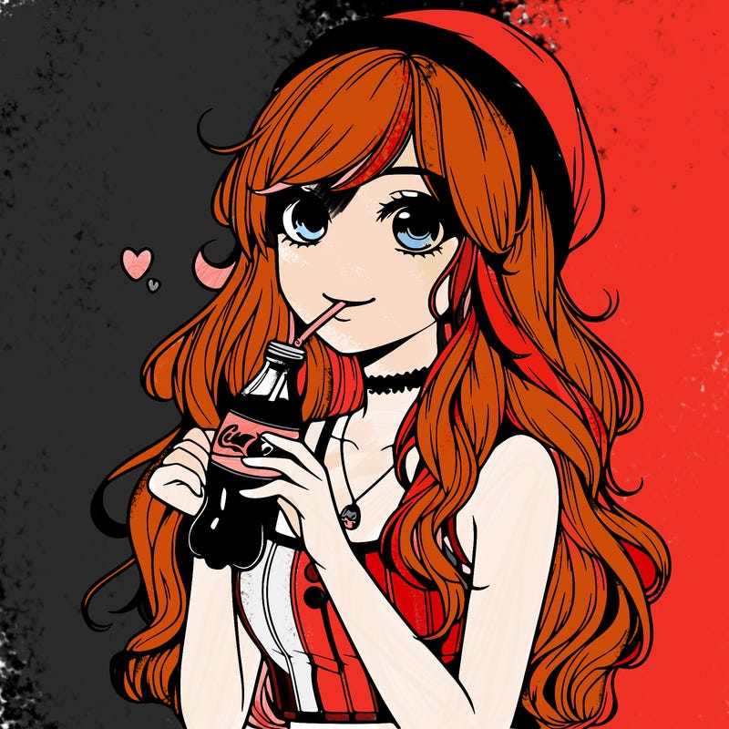 realistic girl drinking coke