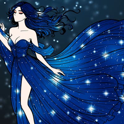 realistic woman in dress flowing the the wind