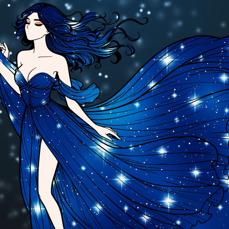 realistic woman in dress flowing the the wind