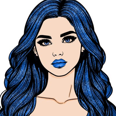 realistic girl, with long hair and lips