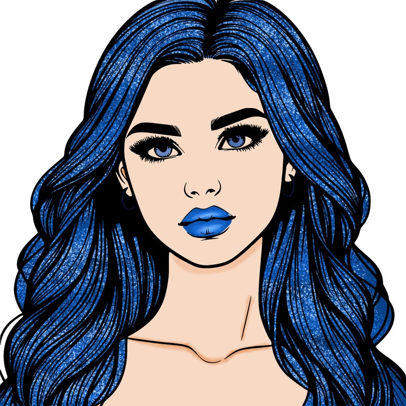 realistic girl, with long hair and lips