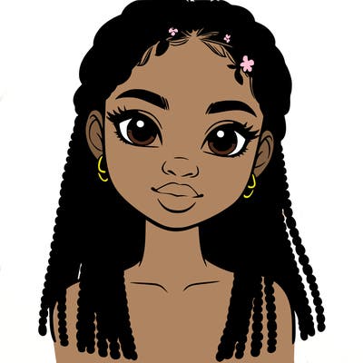 a realistic black girl with braids