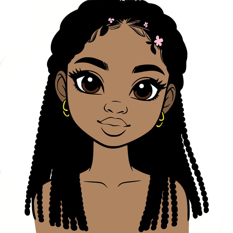 a realistic black girl with braids