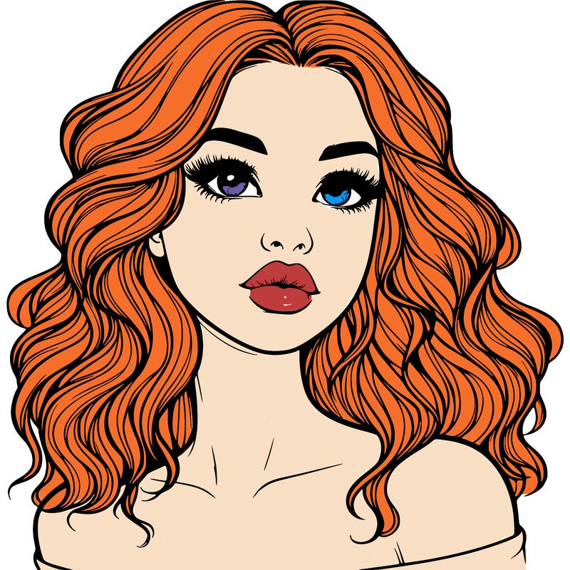 realistic girl with wavy hair and lips