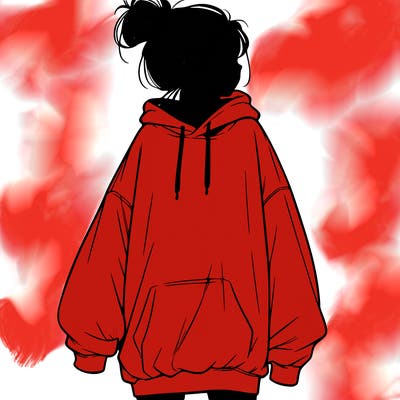 realistic girl with a oversized sweatshirt on and a bun