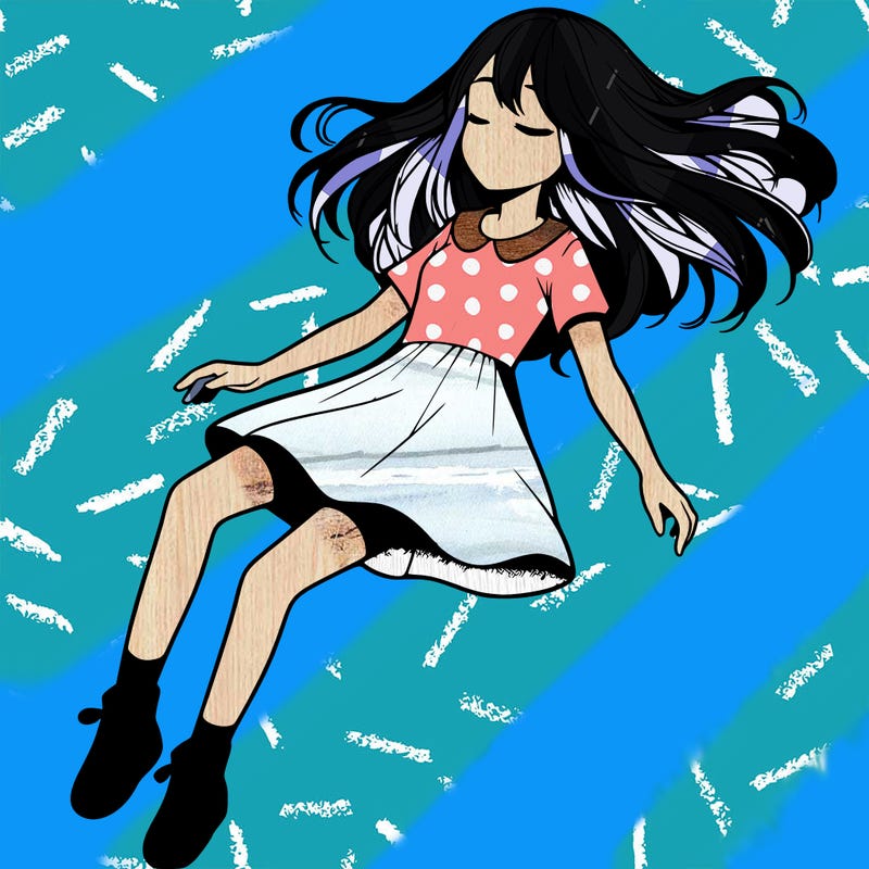 realistic girl floating