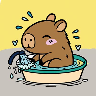 capybara taking a bath