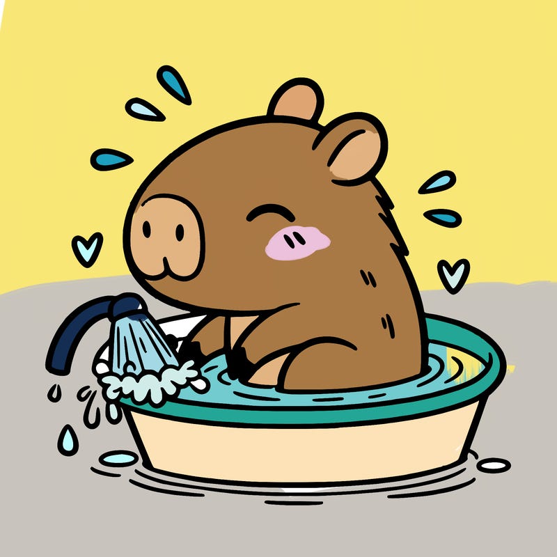 capybara taking a bath